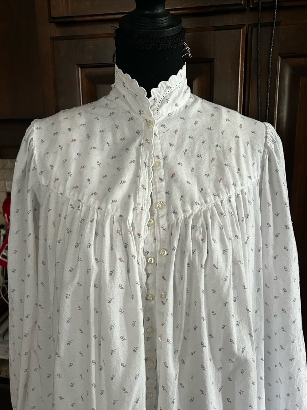 1990’s Eileen West 2Pc Cotton Maxi-length “Western Inspo” Night-Gown Set - Picture 2 of 11
